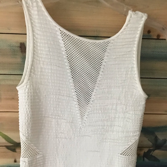 Bebe White Dress with Mesh V Front and Cut out Sides  size M/L - Picture 6 of 7